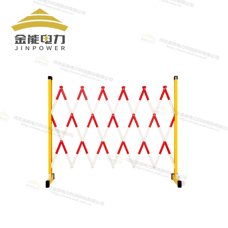 玻璃鋼紅白圓管伸縮圍欄底座可加萬(wàn)向輪